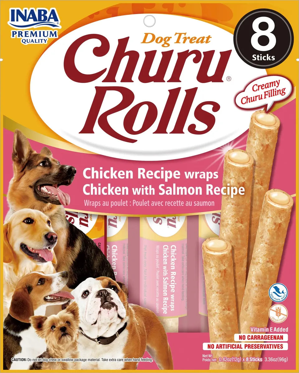 Snack Para Perro Dog Churu Rolls Chicken / Salmon 8und