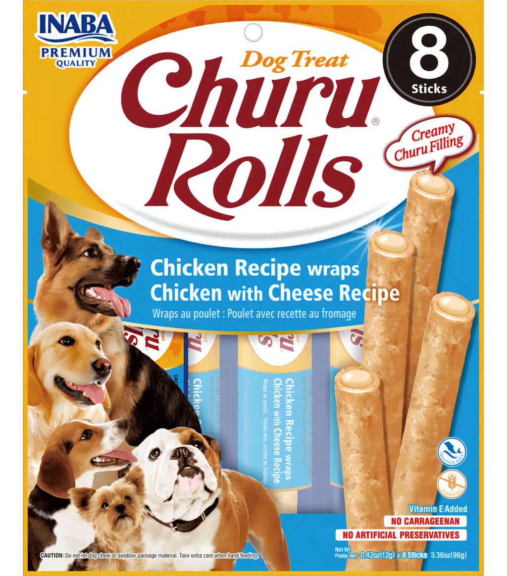 Snack Para Perro Churu Rolls Pollo - Queso 96 Gr - 8 Piezas