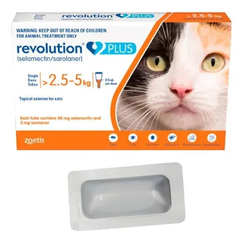 Zoetis Revolution Plus Gato (naranja) De 2.5 Kg A 5 Kg - Unidad