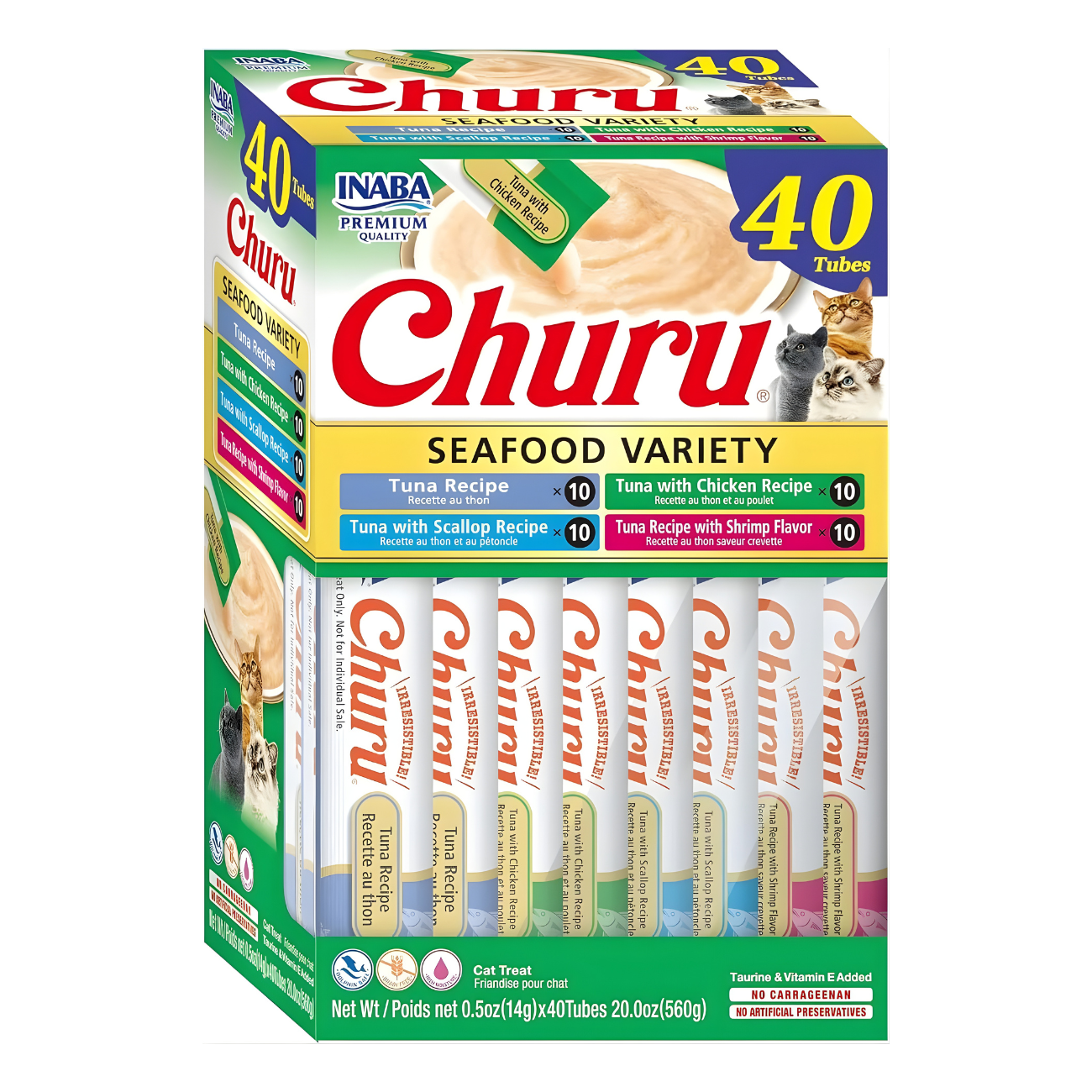 Snack Cremoso Churu Seafood variety, 40 tubitos
