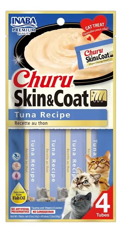 Inaba Cat Snack Churu - Skin & Coat Tuna Recipe 56g