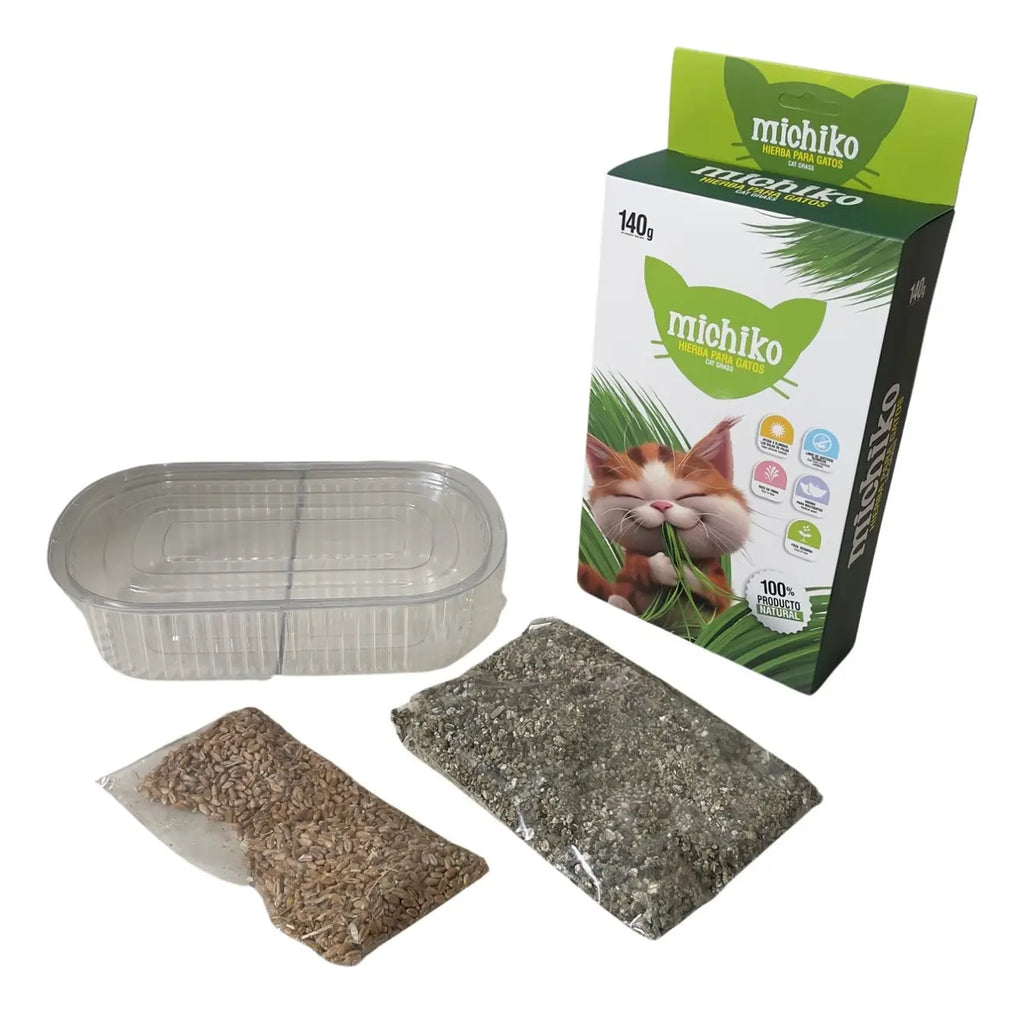 Hierba - Pasto Para Gatos - Kit De Siembra Completo Michiko
