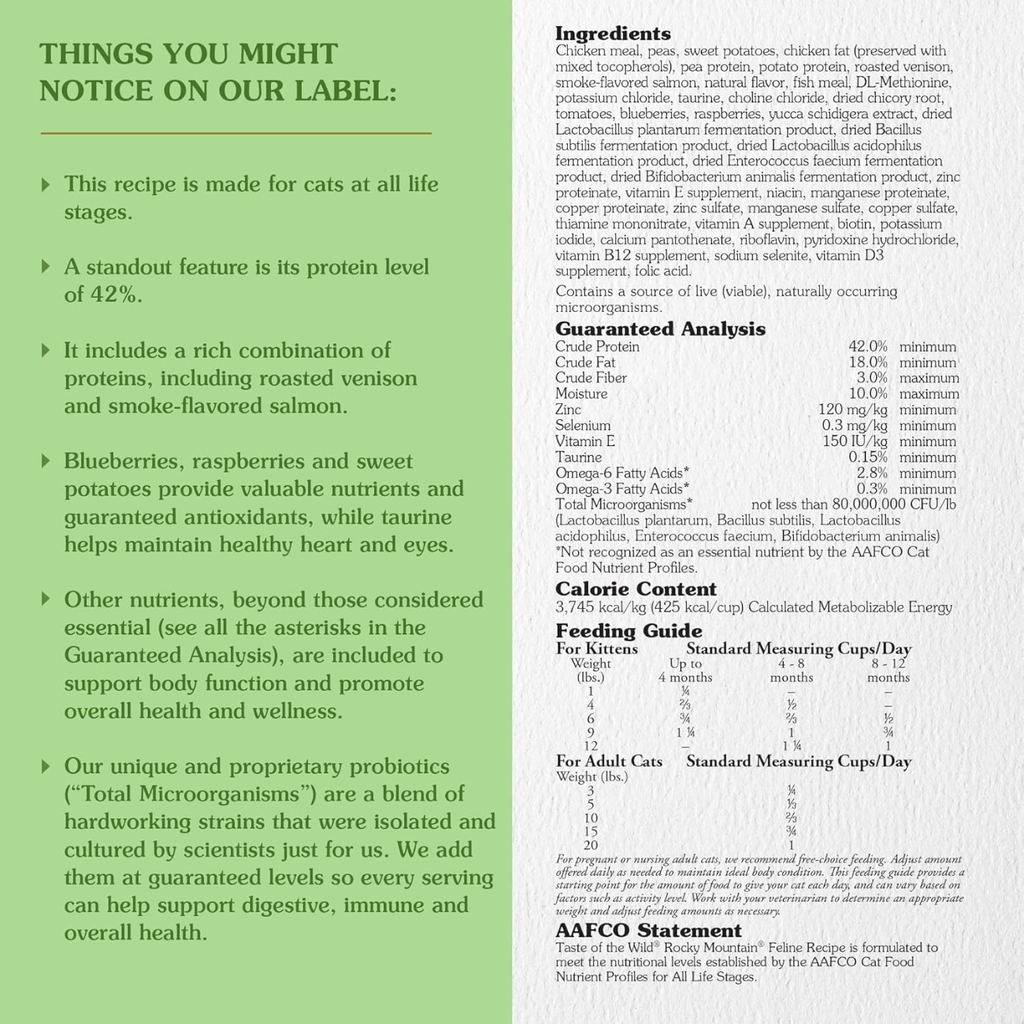 Taste of the Wild Rocky Mountain, Alimento seco para felinos