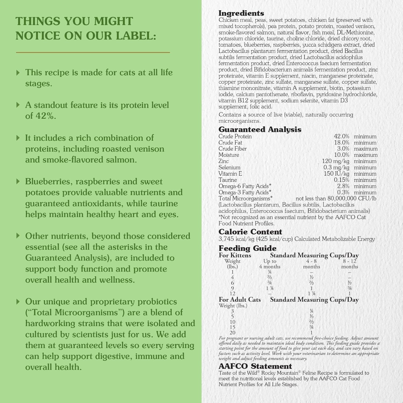 Taste of the Wild Rocky Mountain, Alimento seco para felinos