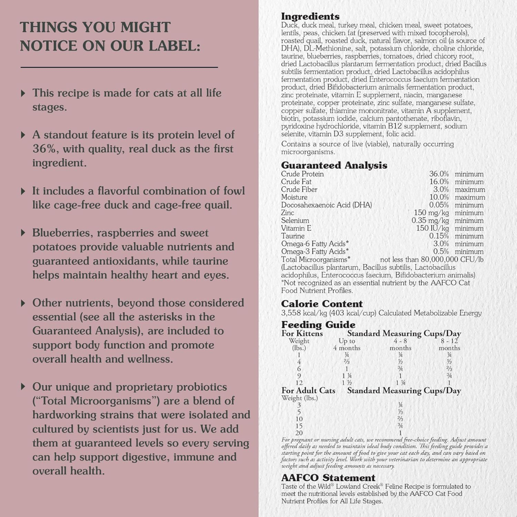 Taste of the Wild Lowland Creek, Alimento seco para felinos 6kg