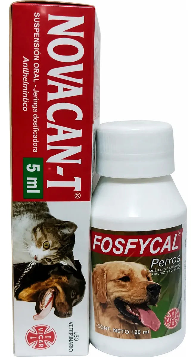 Fosfycal Vicar 120 Ml Vitaminas + Novacan Desparasitante 5ml