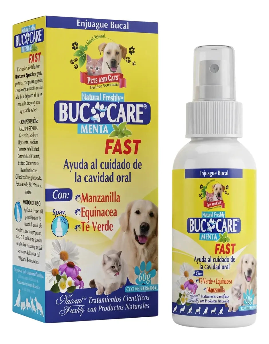 Enjuague Bucal En Spray Para Perros Bucocare Fast Menta X60g