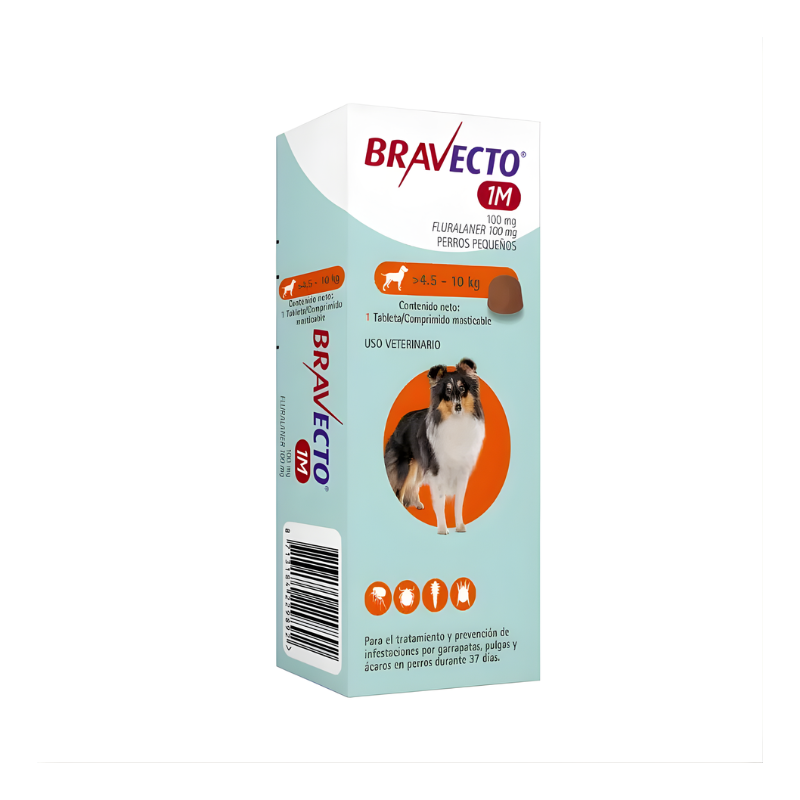 Bravecto 37 Días - Tableta Antipulgas Perros de 4.5 a 10 KG